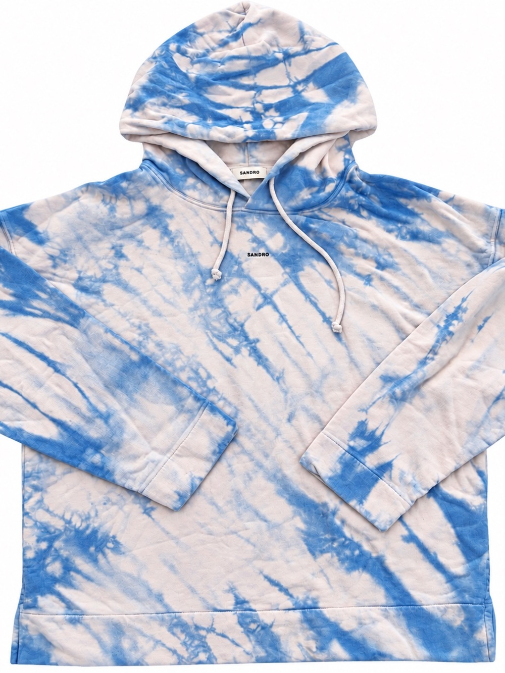 Sandro Men's Blue and White Tie-Dye Hoodie